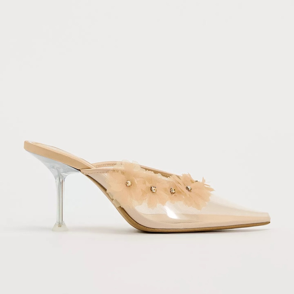 Zara Floral Heeled Vinyl Pumps